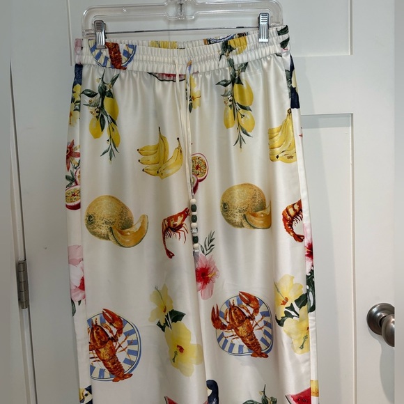 BAILEY 44 Ivory High Rise Pull On Wide Leg Pants Tropical Print - Picture 5 of 11